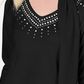 Karen Scott Women's Embellished Scarf Sweater Black Size X-Small