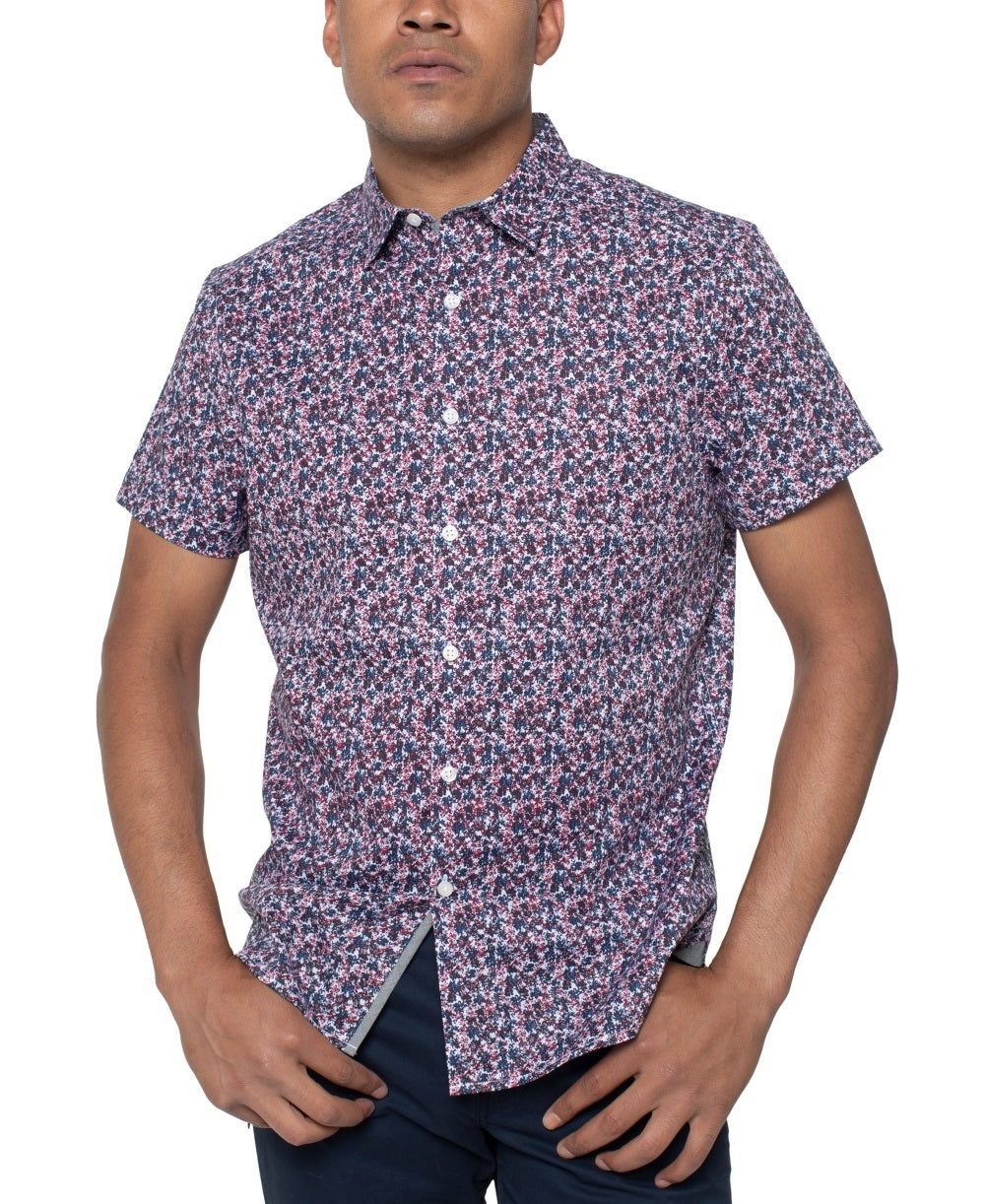 Kenneth Cole Men's Floral-Print Shirt Blue Size Medium