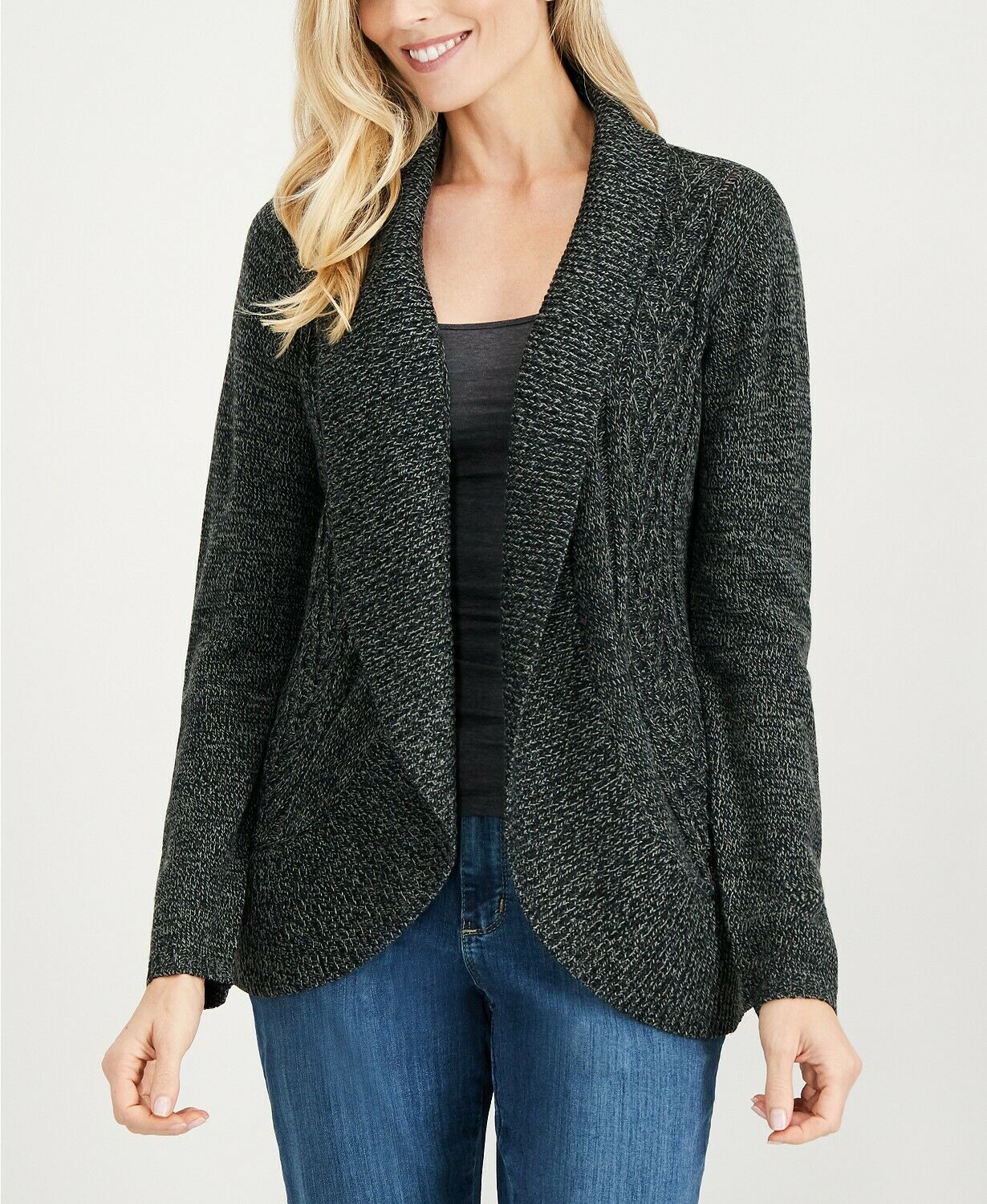 Karen Scott Women's Turbo Cocoon Cardigan Black Size X-Small