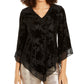 Alfani Women's Velvet Burnout Blouse Black Size X-Small