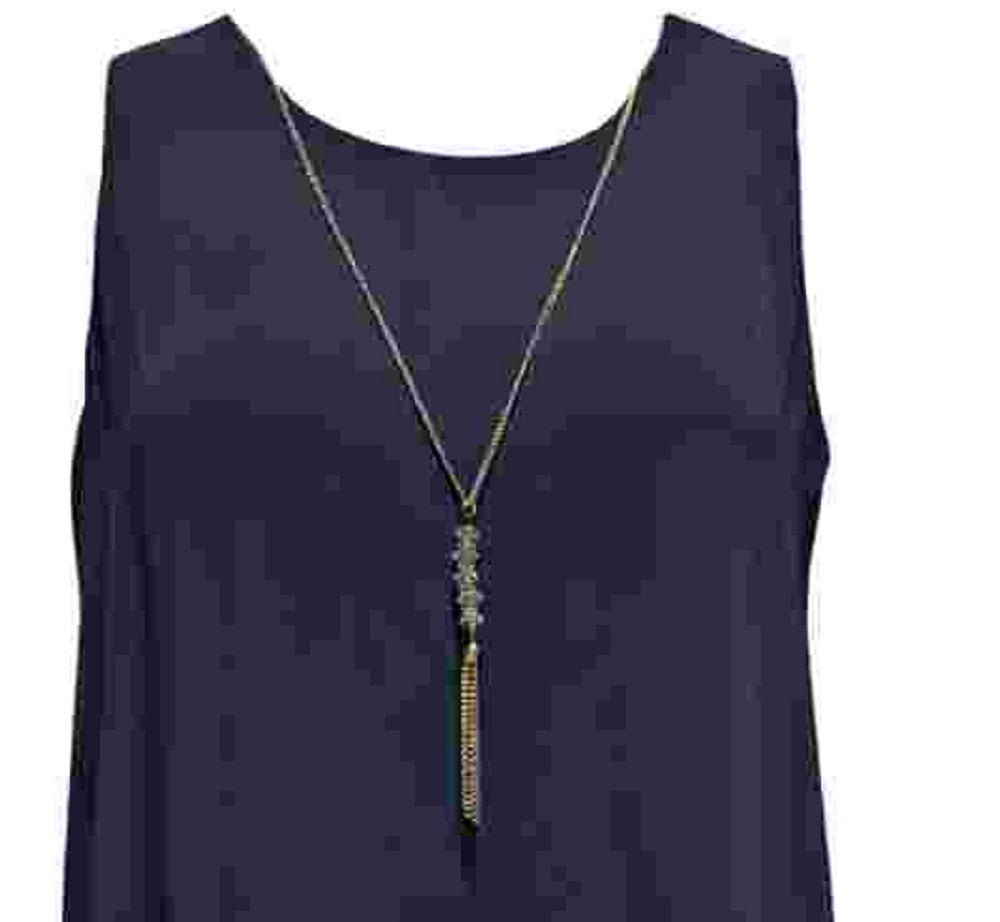 JM Collection Women's Necklace-Embellished Sheath Dress Blue Size Medium