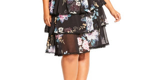 City Chic Women's Trendy Plus Size Summer Blooms Dress Black Size 18W