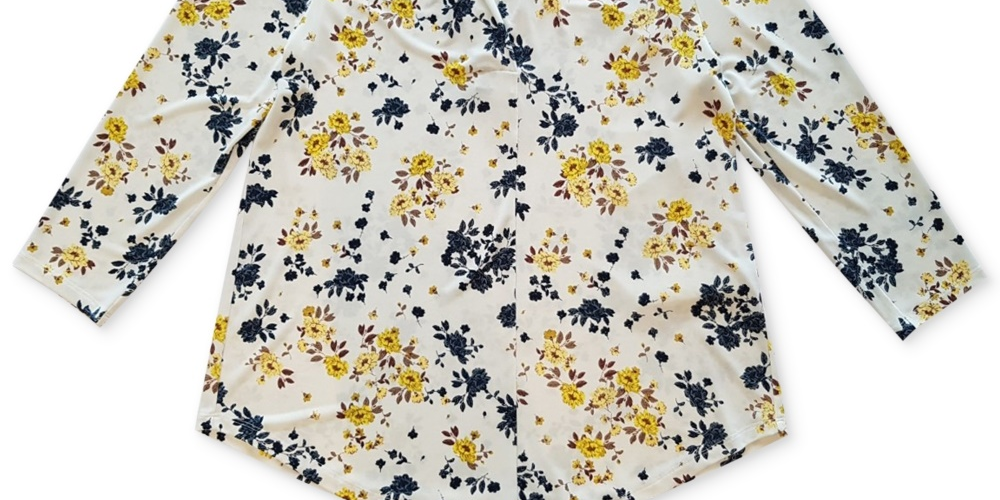 Charter Club Women's Floral 3/4-Sleeve Blouse White Size X-Large