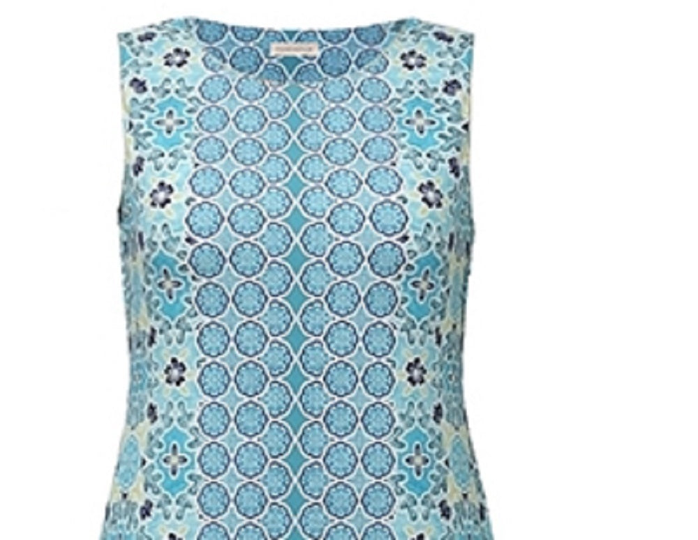 Charter Club Women's Dress Medium Sheath Stretch Printed Blue Size Medium