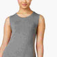 Style & Company Women's Gray Heather Sleeveless Jewel Neck Above The Knee Fit + Flare Dress Gray Size Petite Small