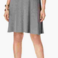 Style & Company Women's Gray Heather Sleeveless Jewel Neck Above The Knee Fit + Flare Dress Gray Size Petite Small