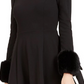 Calvin Klein Women's Faux-Fur-Cuff Fit & Flare Dress Black Size 6