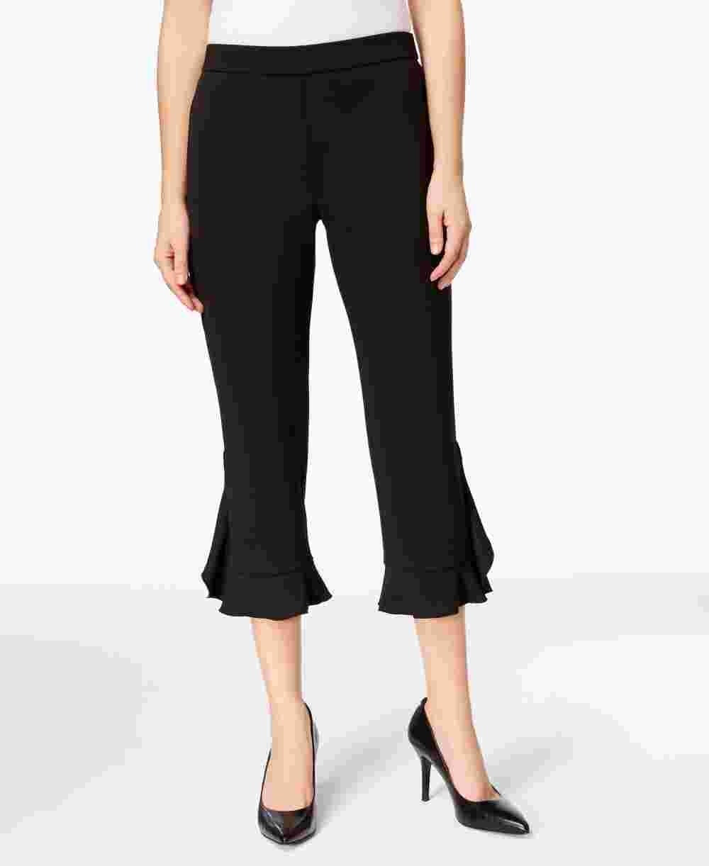 Alfani Women's Ruffle-Hem Pants Black Size 8 Petite