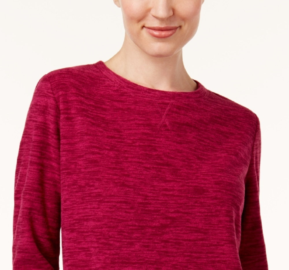 Karen Scott Women's Sport Space-Dye Microfleece Top Pink Size Medium