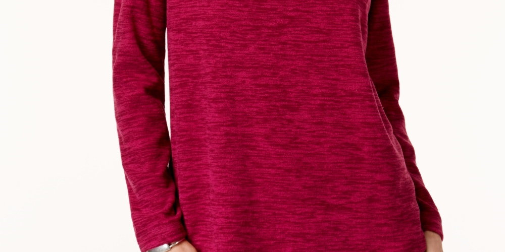 Karen Scott Women's Sport Space-Dye Microfleece Top Pink Size Medium