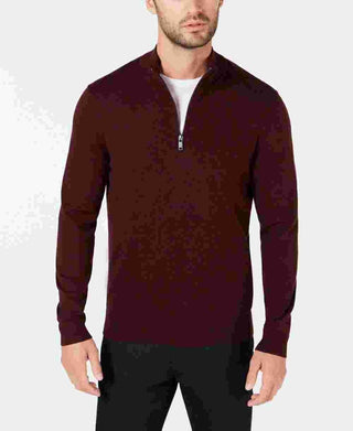 Alfani Men's Burgundy Long Sleeve Classic Fit Quarter-Zip Sweater Red Size XX-Large