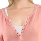 We The Free Women's Military Mix Cotton Studded Henley Top Pink Size Medium