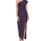 Adrianna Papell Women's Ruffled One-Shoulder Gown Purple Size 18