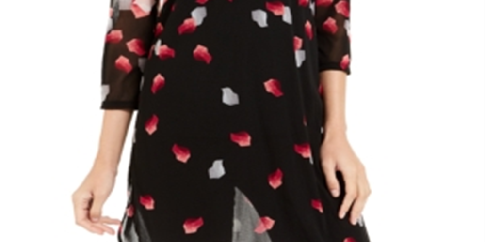 Alfani Women's Printed 3/4 Sleeve Tunic Pink Size Petite L