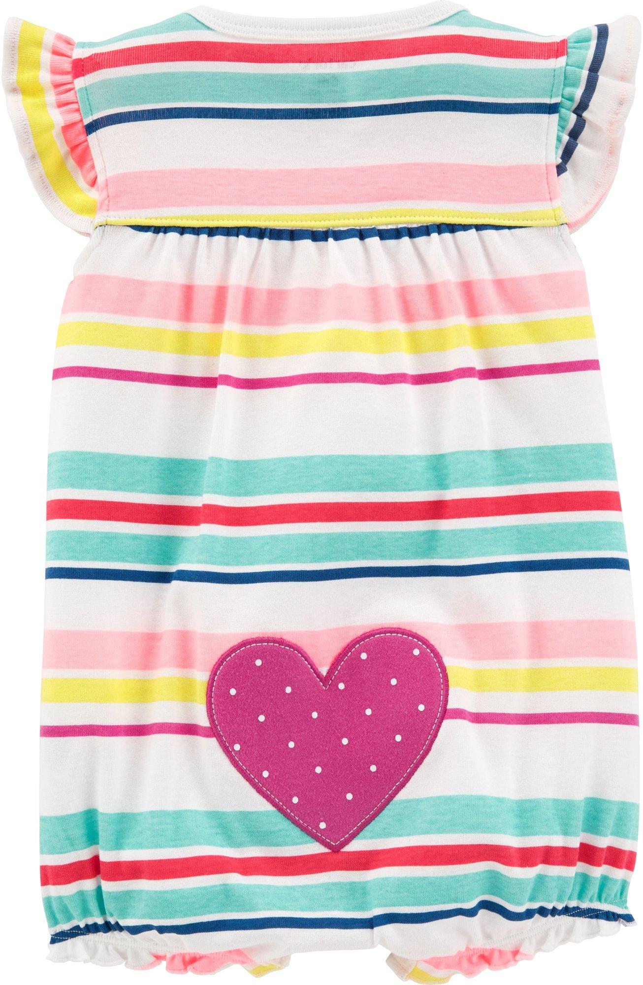 Carter's Baby Girl's Striped Cotton Romper Multi  Size NEWBORN