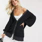 Free People Women's Long Sleeve with Buttons Sweater Black Size Medium