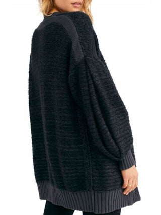 Free People Women's Long Sleeve with Buttons Sweater Black Size Medium