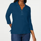 Karen Scott Women's Cotton Lace-Up Shirt Blue Size Medium