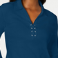 Karen Scott Women's Cotton Lace-Up Shirt Blue Size Medium