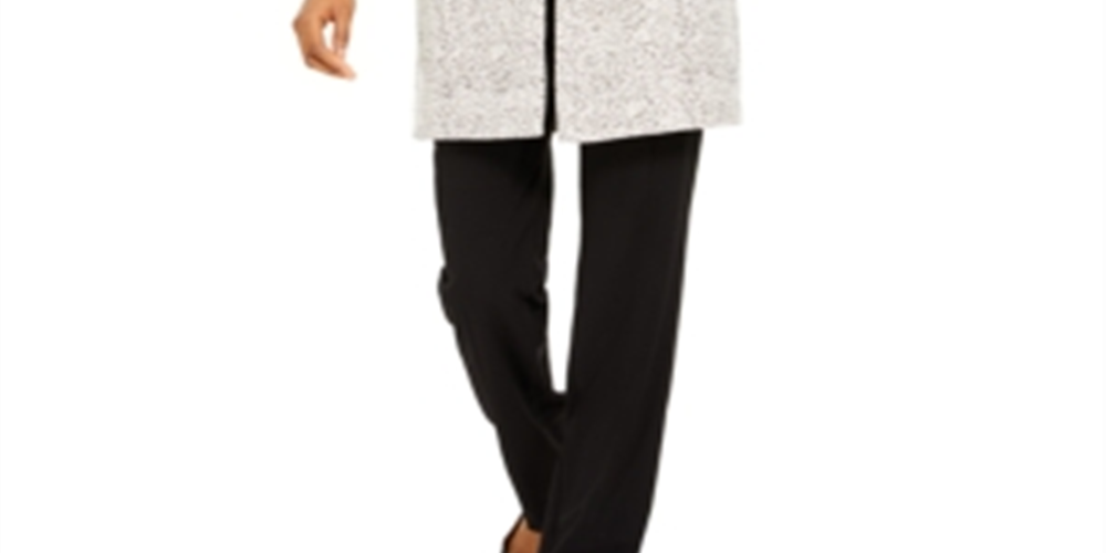 Alfani Women's Open Front Jacquard Jacket White Floral Size -Petite S