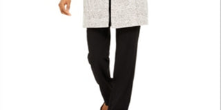 Alfani Women's Open Front Jacquard Jacket White Floral Size -Petite S