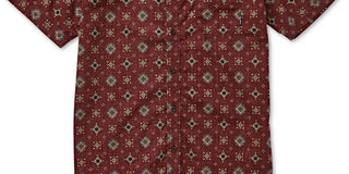 Billabong Men's Sundays Print Short Sleeve Button-Down Shirt Red Size X-Large