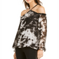 INC International Concepts Women's Tie Dyed Cold Shoulder Top Black Size L
