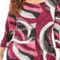 JM Collection Women's Sparkle Dot Printed Jacquard Top Pink Multi Size Petite S