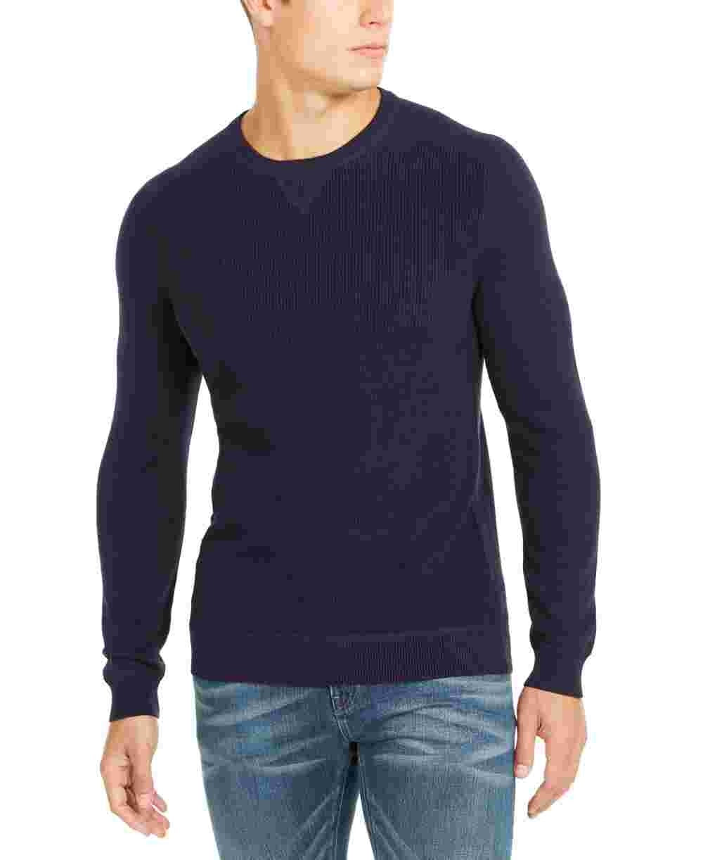 Club Room Men's Navy Long Sleeve Crew Neck Classic Fit Pima Cotton Sweater Navy Size XX-Large