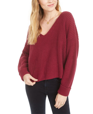 French Connection Women's Millie Mozart Rib V-Neck Sweater Brown Purple Size X-Small