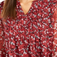 Charter Club Women's Floral Print Bell Sleeve Top Red Floral  Size Petite S