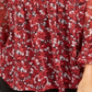 Charter Club Women's Floral Print Bell Sleeve Top Red Floral  Size Petite S