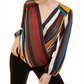 INC International Concepts Women's Striped Surplice Neck Top Orange Size Petite XL