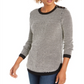 Charter Club Women's Textured Knit Sweater Black - White Size Petite L