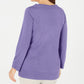 Karen Scott Women's Ribbed Printed Long Sleeve Crew Neck Blouse Top Size Purple Size Petite S/M