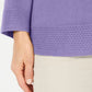 Karen Scott Women's Ribbed Printed Long Sleeve Crew Neck Blouse Top Size Purple Size Petite S/M