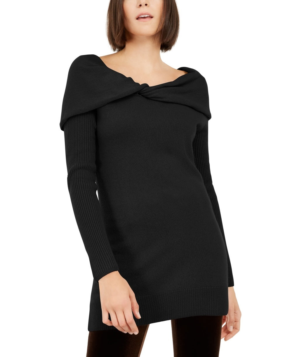 INC International Concepts Women's Cashmere Boat Neck Tunic Sweater Black Size X-Large