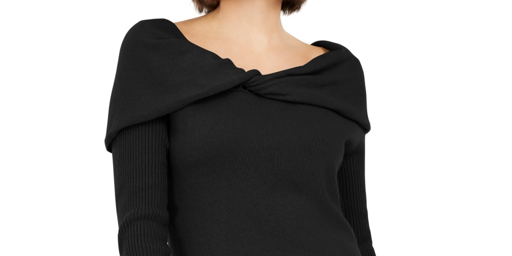 INC International Concepts Women's Cashmere Boat Neck Tunic Sweater Black Size X-Large
