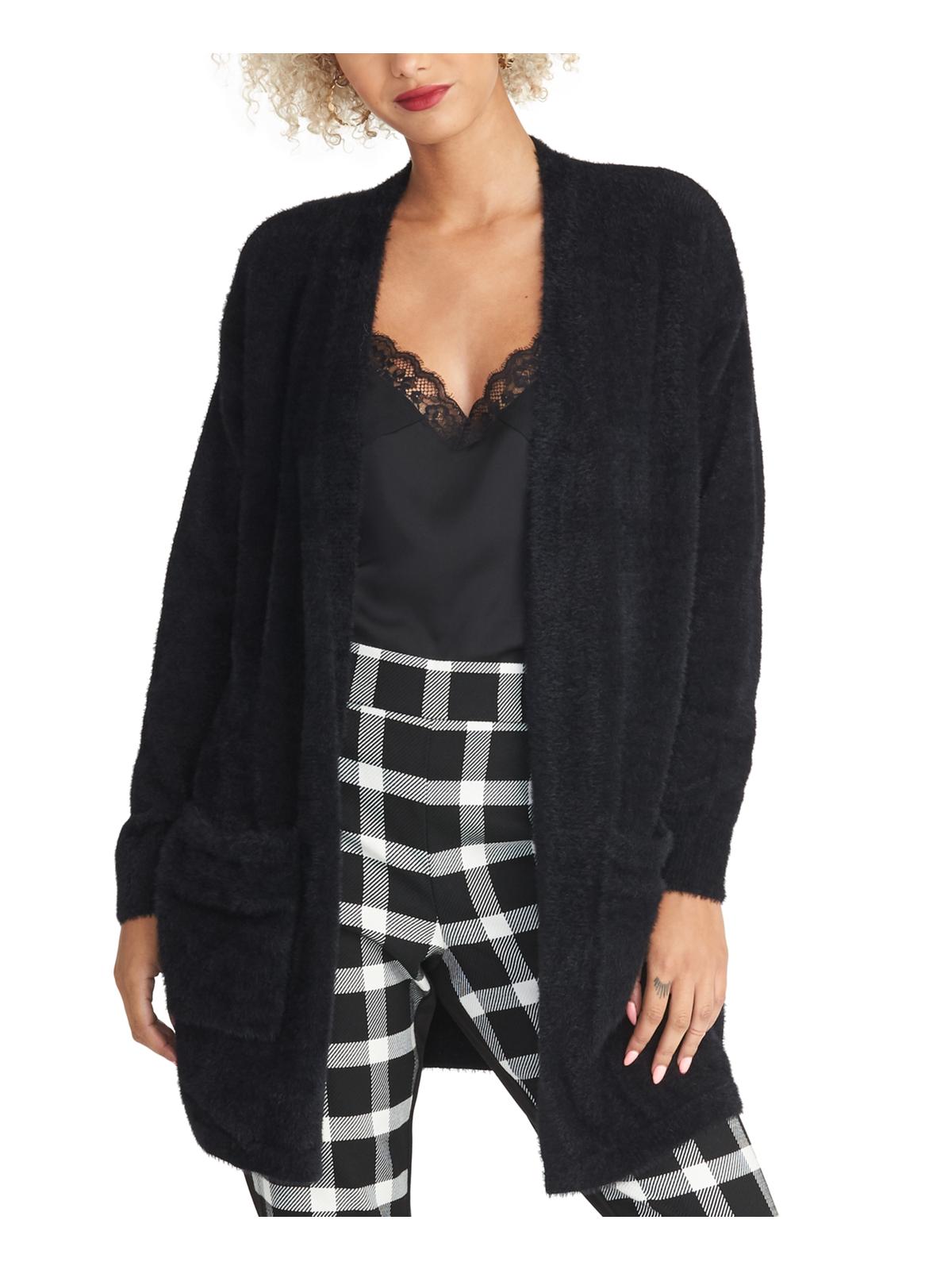 Rachel Roy Women's Amara Faux Fur Layering Cardigan Sweater Black Size XS