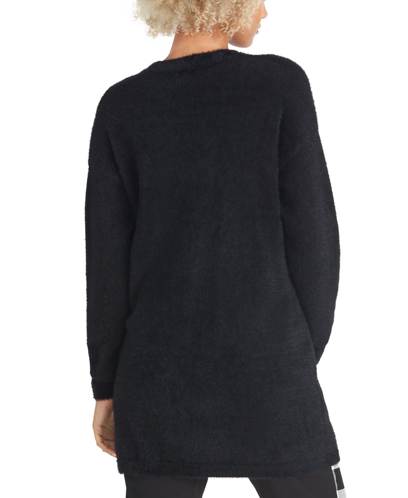 Rachel Roy Women's Amara Faux Fur Layering Cardigan Sweater Black Size XS