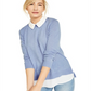 Charter Club Women's Layered Look Cashmere Sweater -Blue Size Small