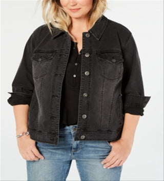 Style & Co Women's Plus Denim Trucker Jacket Black Size 14W