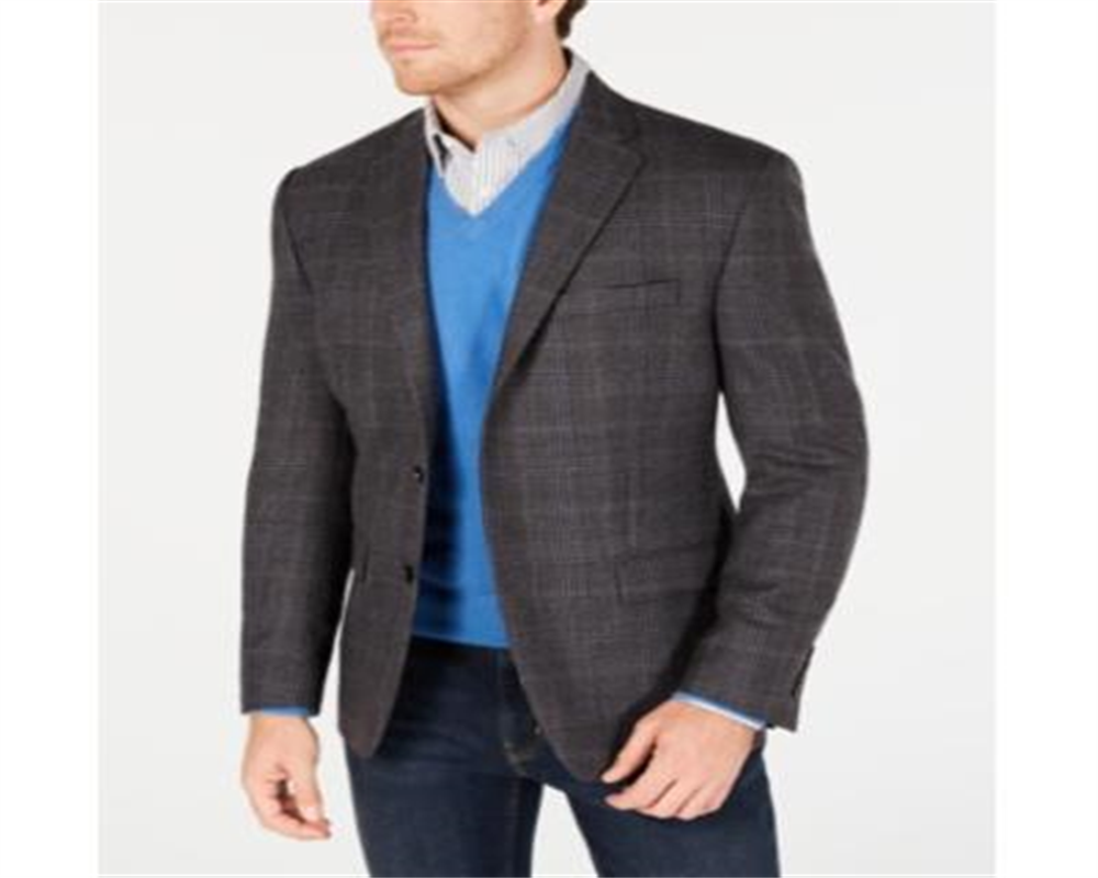 Ralph Lauren Men's Plaid Wool Sports Coat Gray Size 44