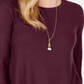 Style & Co Women's Pleated High Low Sweater Red Size -Petite M