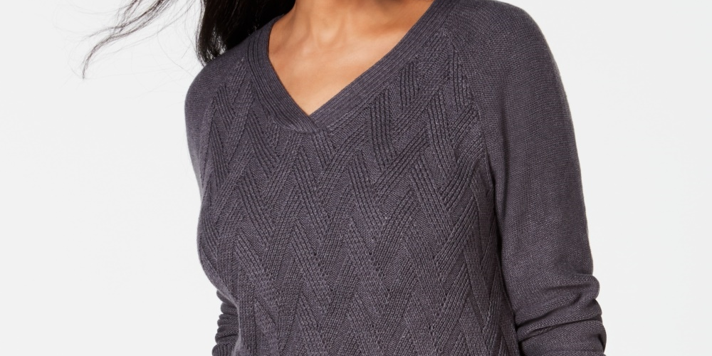 Karen Scott Women's Basket Stitch Sweater Gray Size Small