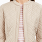 Charter Club Women's Quilted Mandarin Collar Jacket Beige Size XX-Large