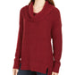 Style & Co Women's Textured Long Sleeve Cowl Neck Sweater Red Size Petite Small