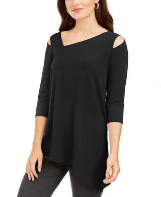 Alfani Women's Asymmetrical Cut Out Top Black Size PM