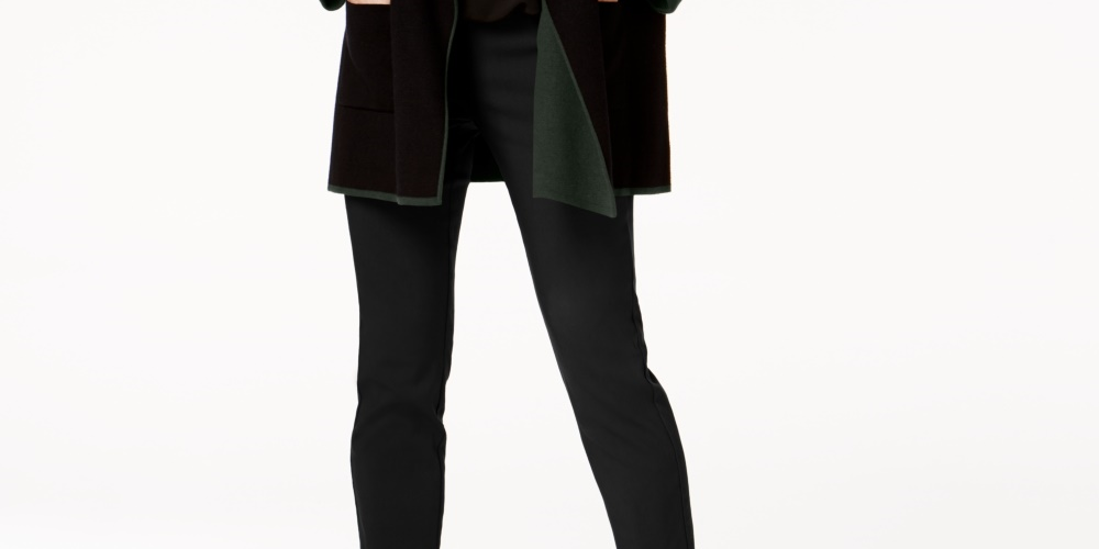 Alfani Women's Colorblocked Open Front Cardigan Green Size X-Small