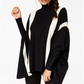Alfani Women's Striped Poncho Sweater Black Size Petite S